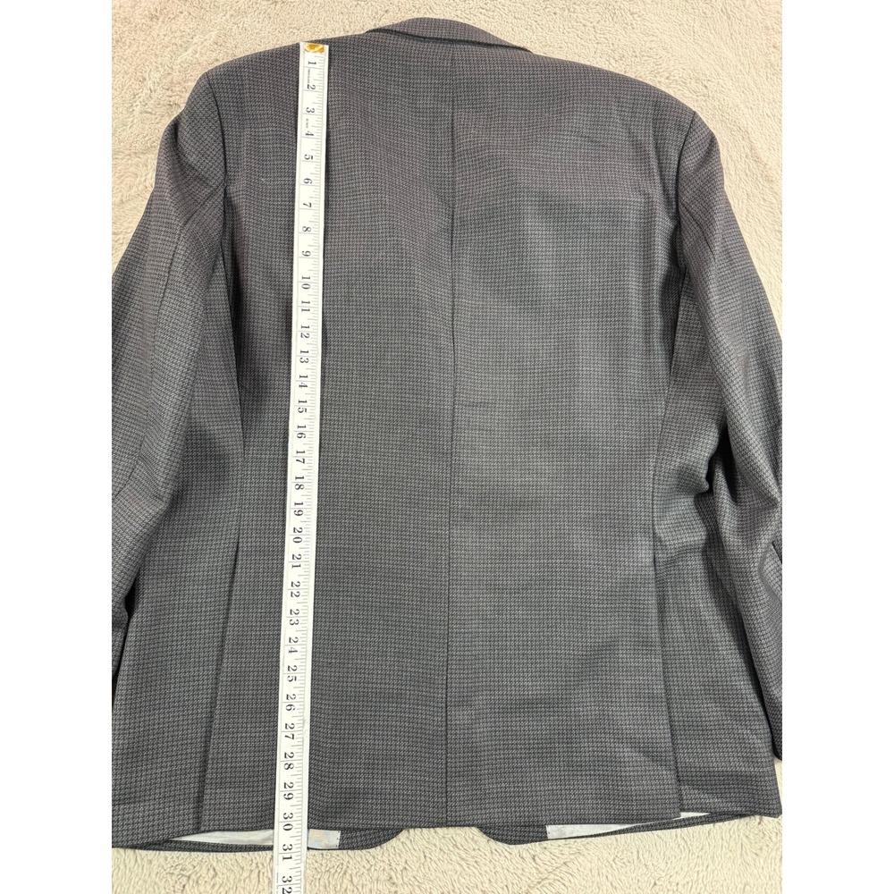 HUGO BOSS Men's Charcoal Micro Check‎ Two Button Blazer Sport Coat Size 44R Wool - Picture 8 of 14